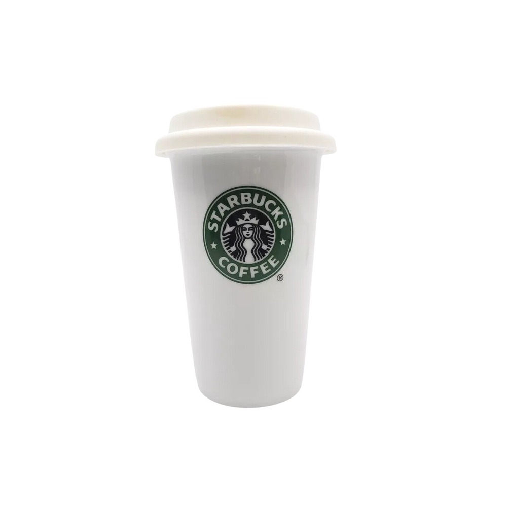 Starbucks Ceramic Travel Tumbler Mug Lid 12 oz- 2010 Collectors Item